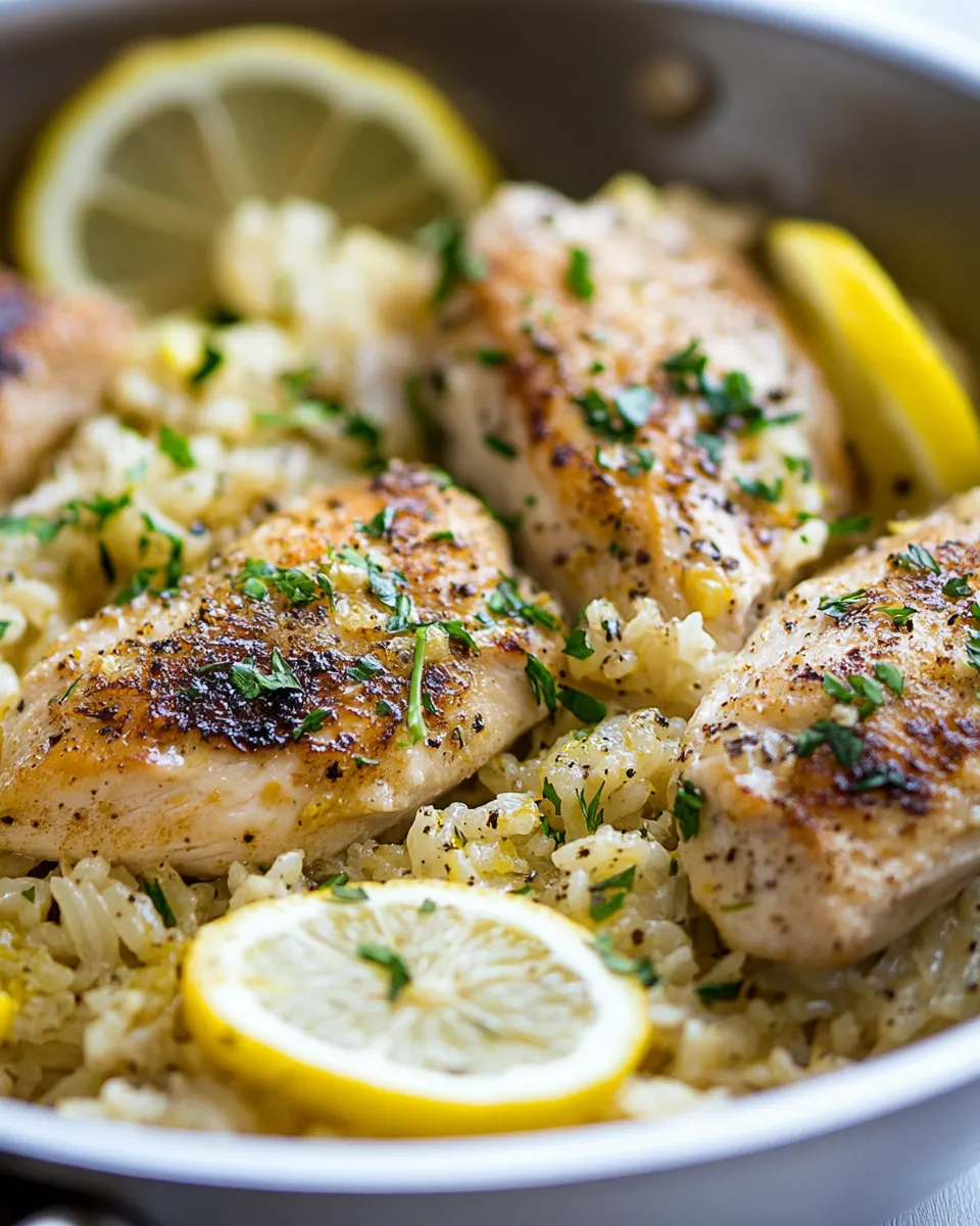 delicious Lemon Chicken Rice Skillet plate image