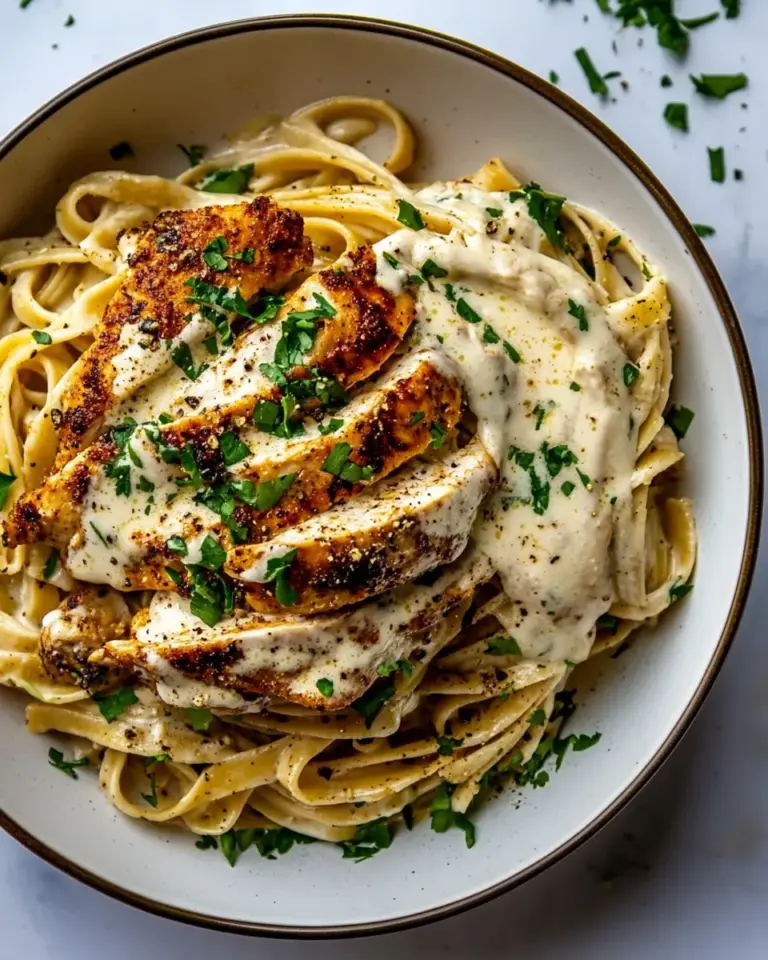 homemade Lemon Pepper Cajun Chicken Fettuccine Alfredo. photo