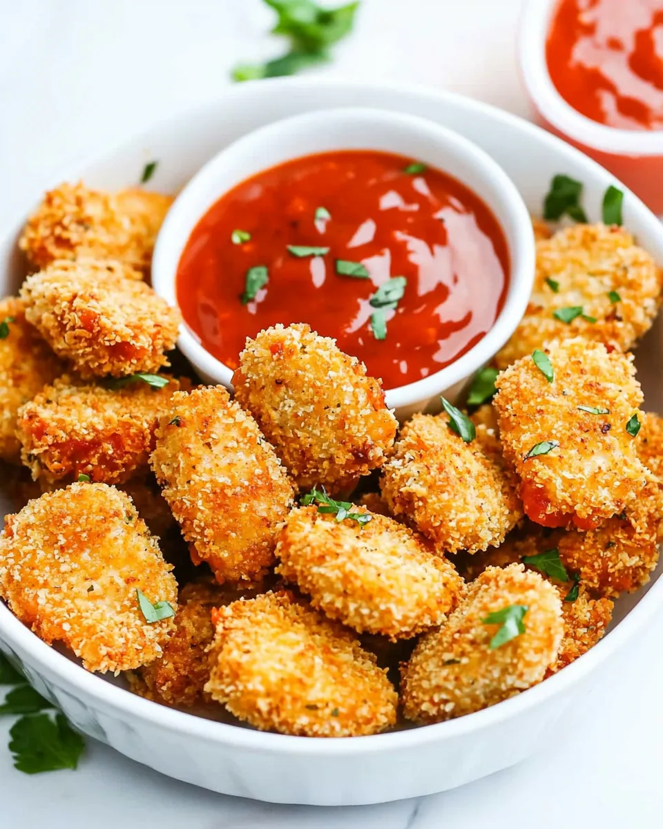 easy Low-Carb Keto Paleo Baked Chicken Nuggets In The Air Fryer recipe image