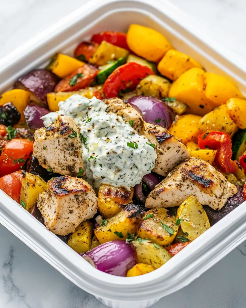 Classic Meal-Prep Greek Chicken and Veggies with Tzatziki image