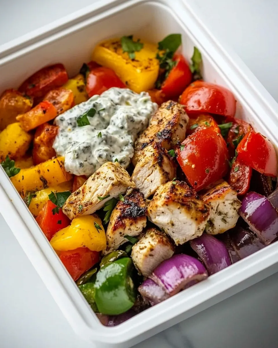 Easy Meal-Prep Greek Chicken and Veggies with Tzatziki recipe photo