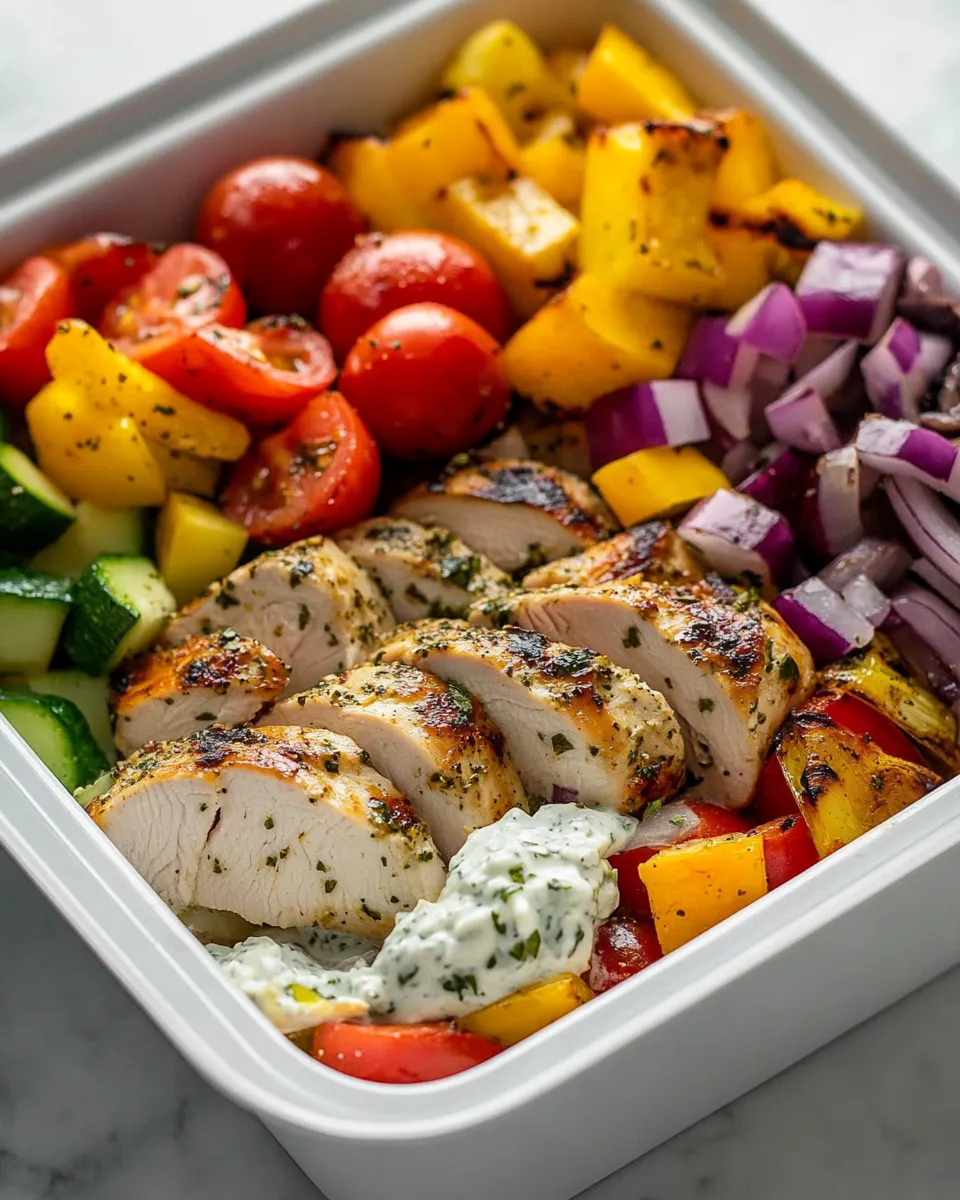 Delicious Meal-Prep Greek Chicken and Veggies with Tzatziki dish photo