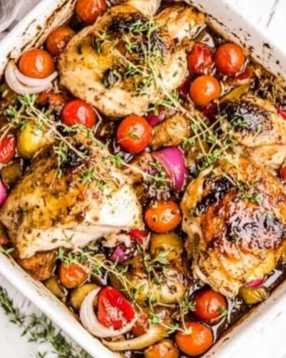 homemade Mediterranean Chicken Bake Recipe (Balsamic Baked Chicken) photo