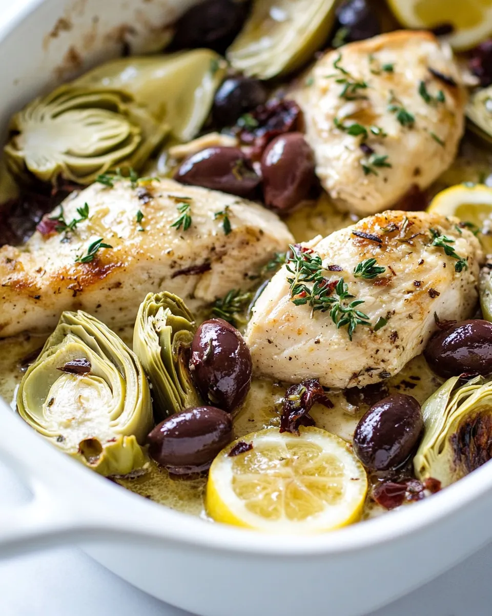 Classic Mediterranean Lemon Garlic Chicken with Artichoke Hearts and Olives image