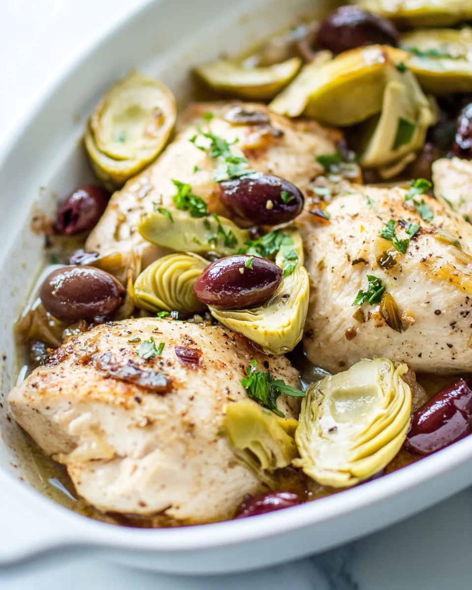 Delicious Mediterranean Lemon Garlic Chicken with Artichoke Hearts and Olives dish photo