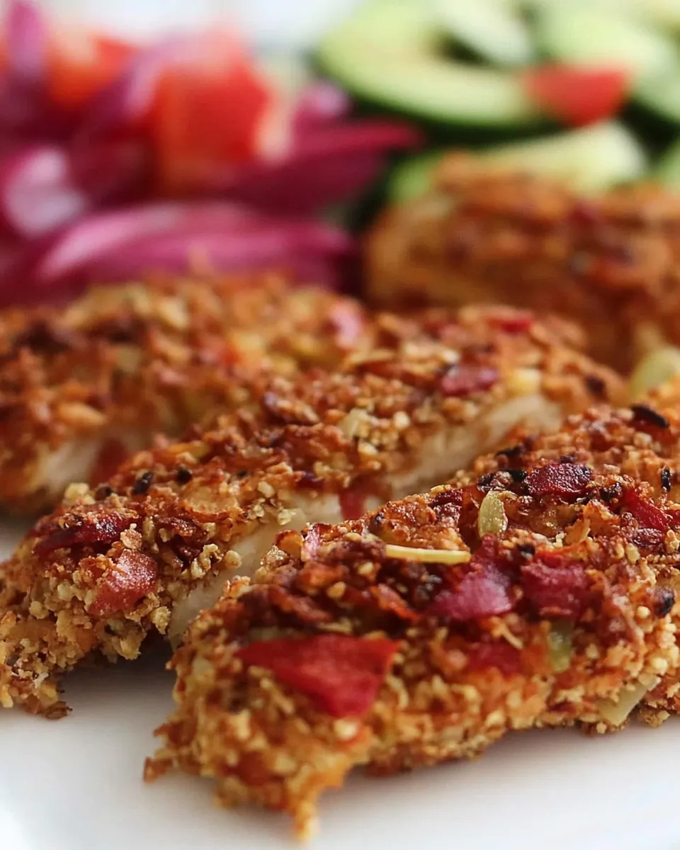 Homemade Mediterranean Vegetable Chip Crusted Chicken photo
