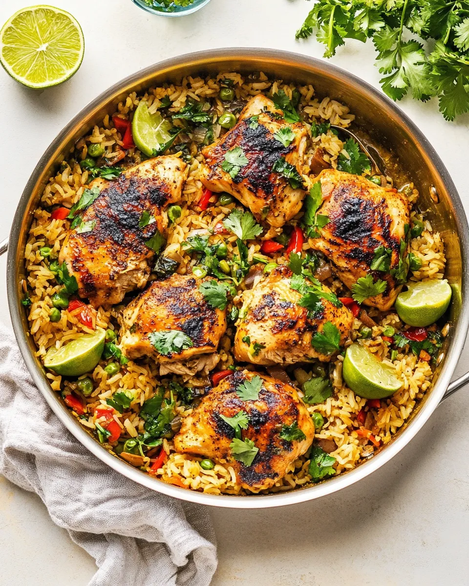 delicious One Pan Cilantro Lime Chicken and Rice shot