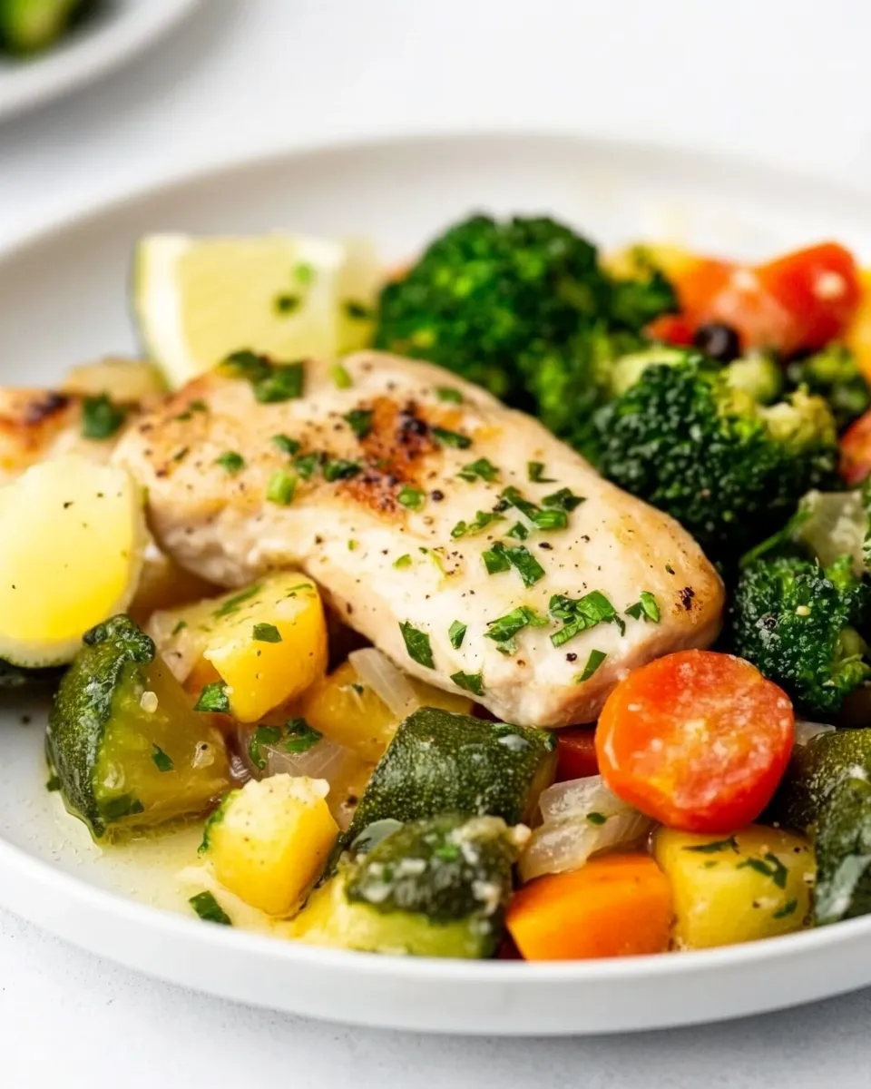 Delicious One Pan Garlic Chicken and Veggies shot