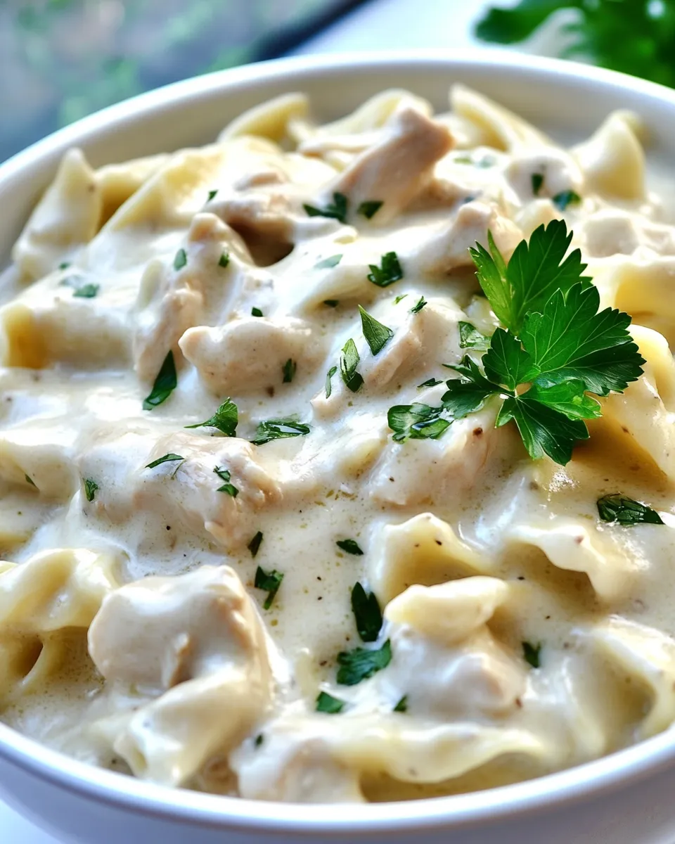 delicious One Pot Chicken Alfredo dish photo