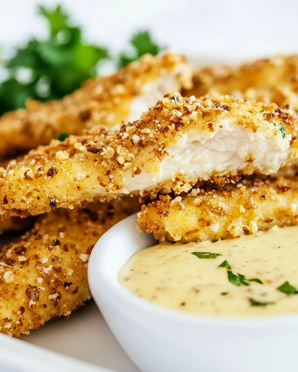 delicious Oven Baked Crispy Pretzel Coated Chicken Fingers shot