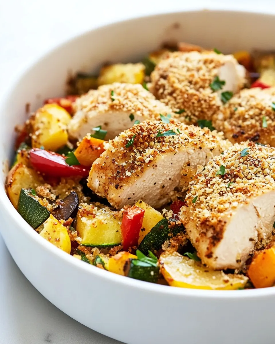 Easy Parmesan Chicken & Veggie Bake recipe image