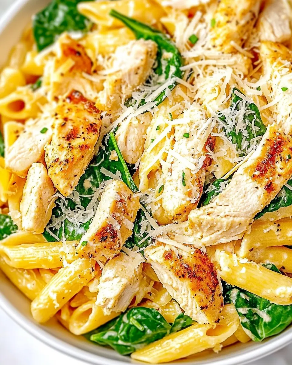 Homemade Parmesan Chicken and Spinach Pasta photo
