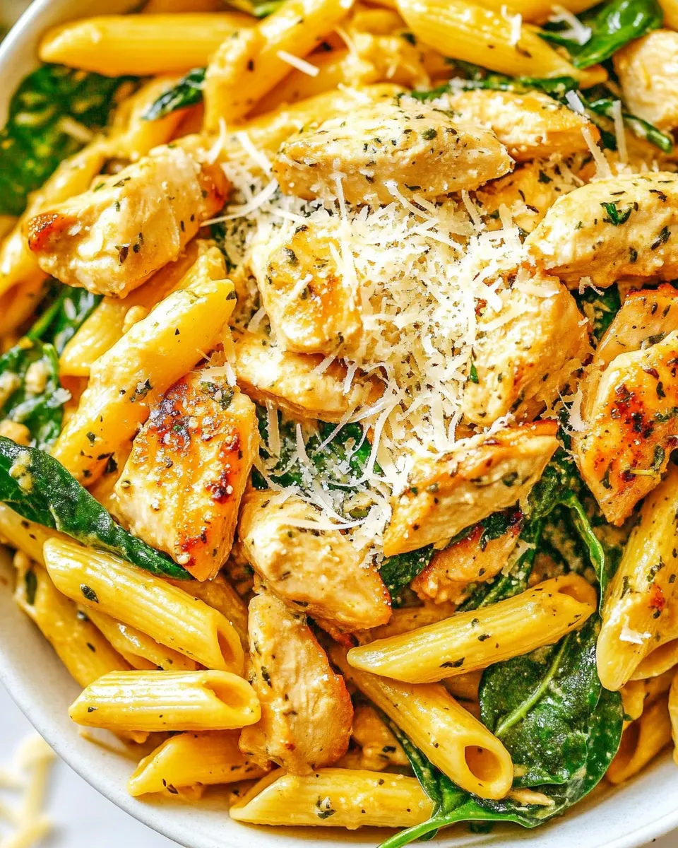 Delicious Parmesan Chicken and Spinach Pasta dish photo