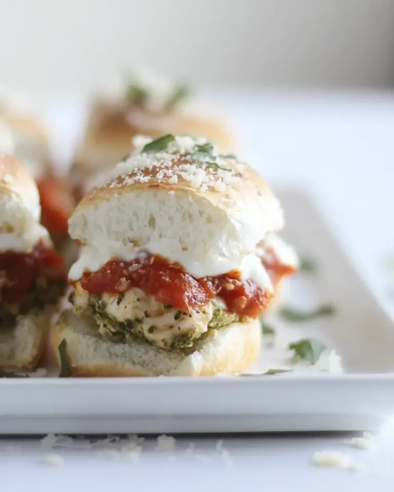 Homemade Pesto Chicken Parmesan Sliders. photo