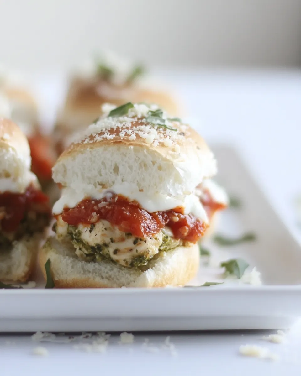 Homemade Pesto Chicken Parmesan Sliders. photo
