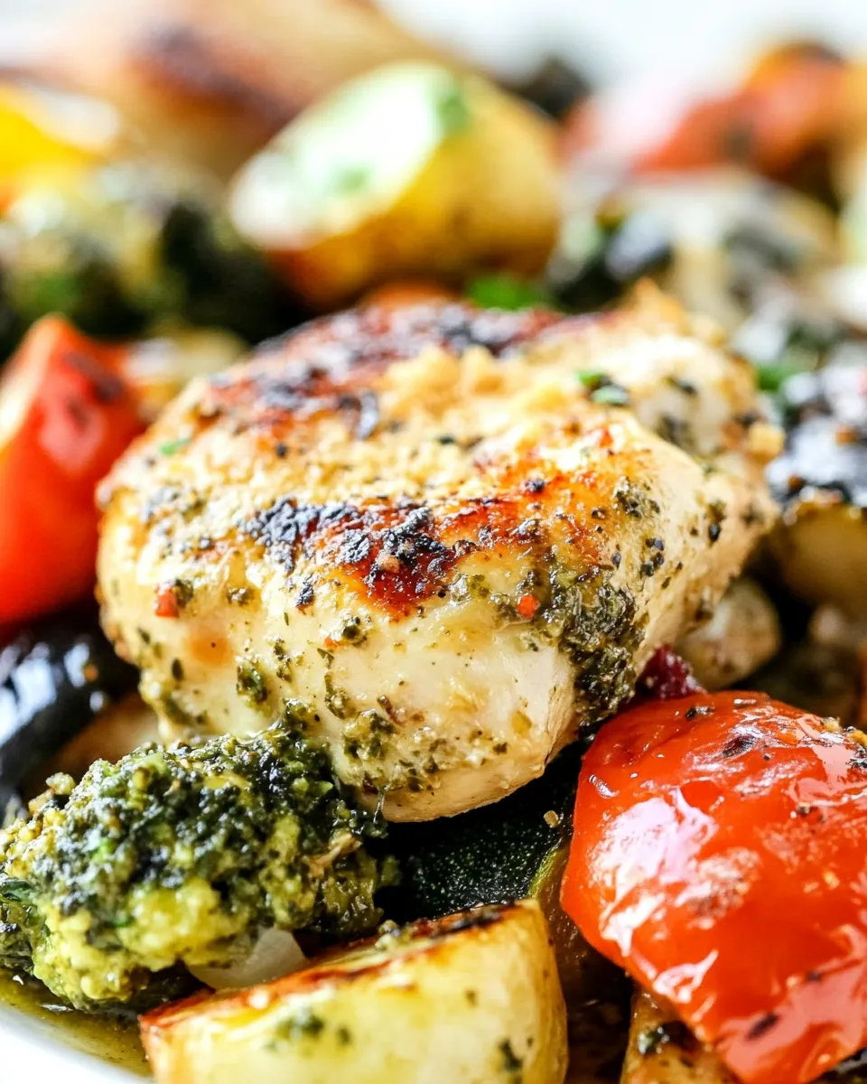 Homemade Pesto Parmesan Chicken with Veggies photo