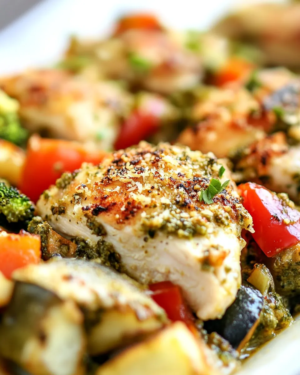 Delicious Pesto Parmesan Chicken with Veggies dish photo