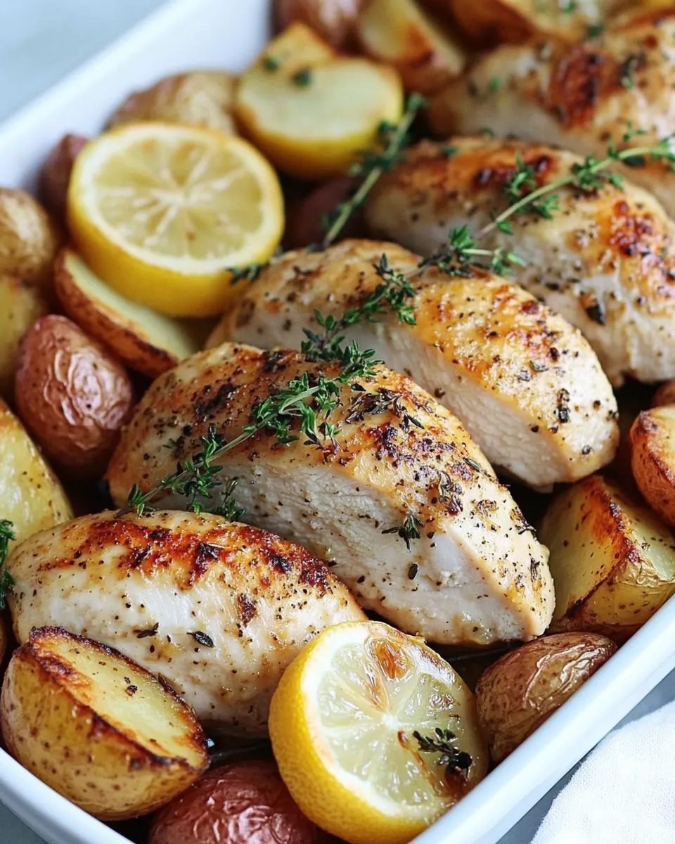 easy Sheet Pan Lemon Thyme Chicken with Smoked Paprika Potatoes recipe photo