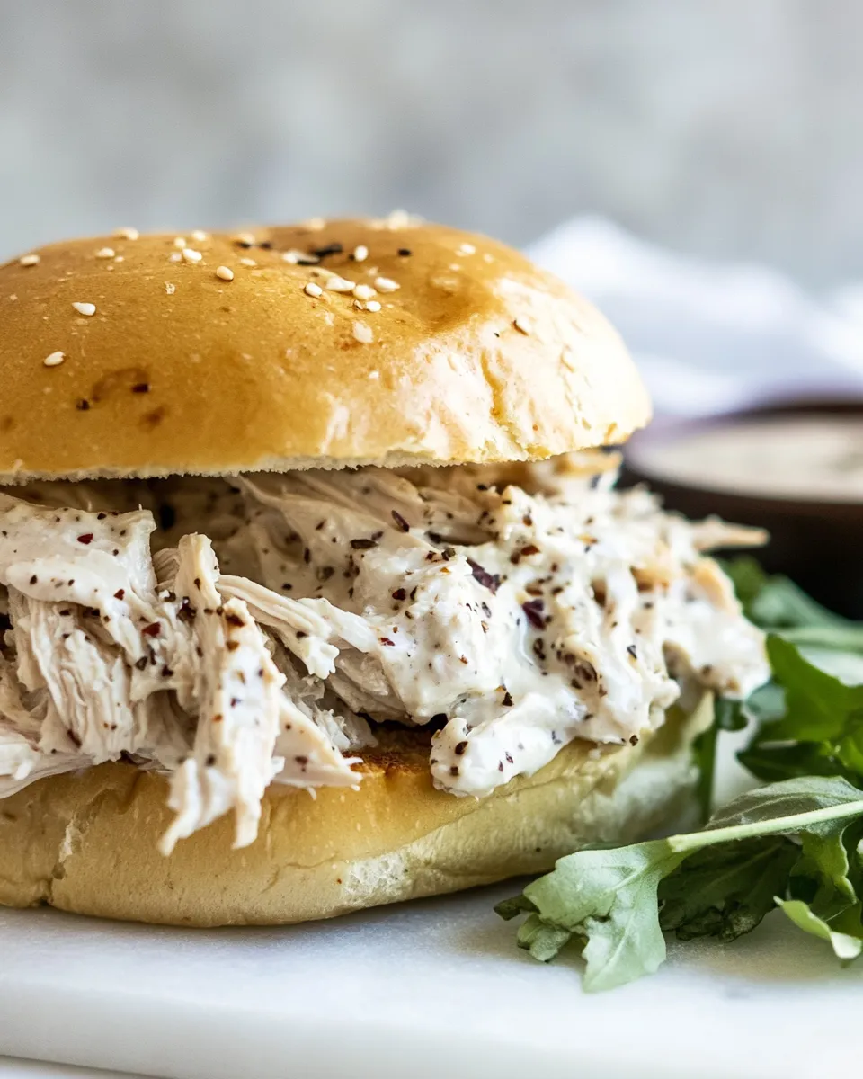 Delicious Shredded Chicken Sandwich plate image