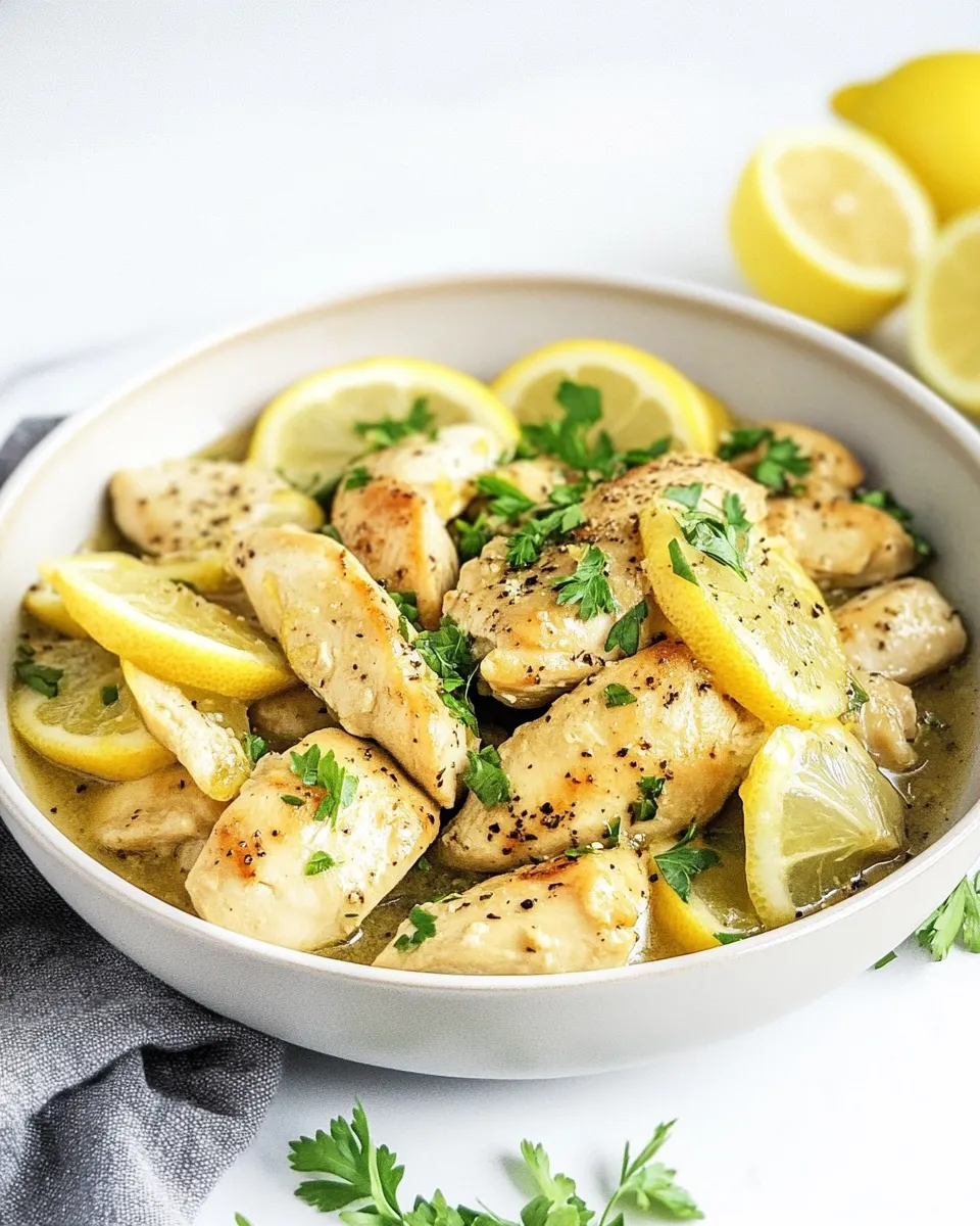 Delicious Skinny Lemon Chicken Skillet plate image