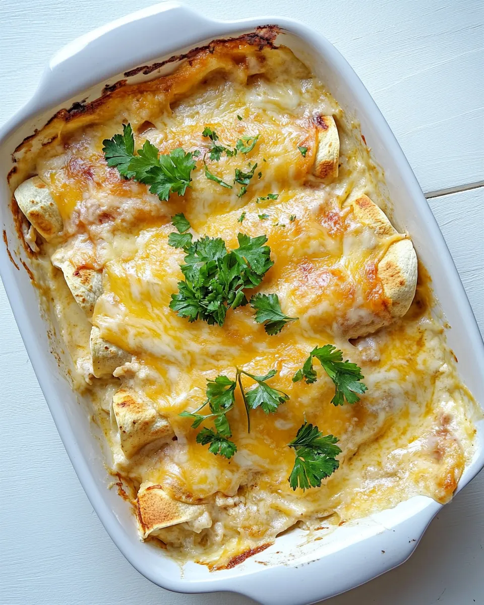 Homemade Skinny White Chicken Enchiladas photo