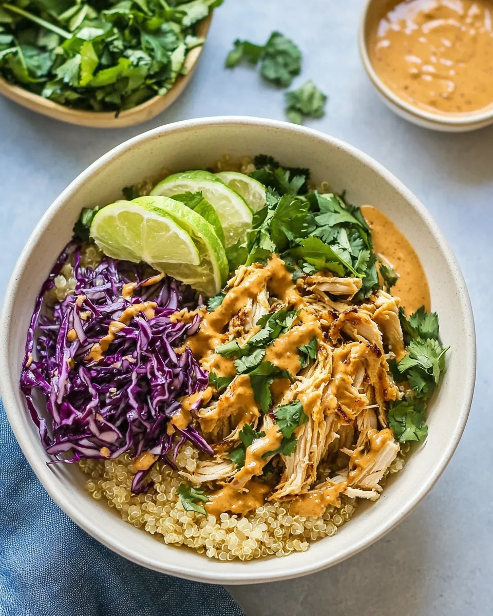 Homemade Slow-Cooker Thai Peanut Butter Chicken Quinoa Bowls photo