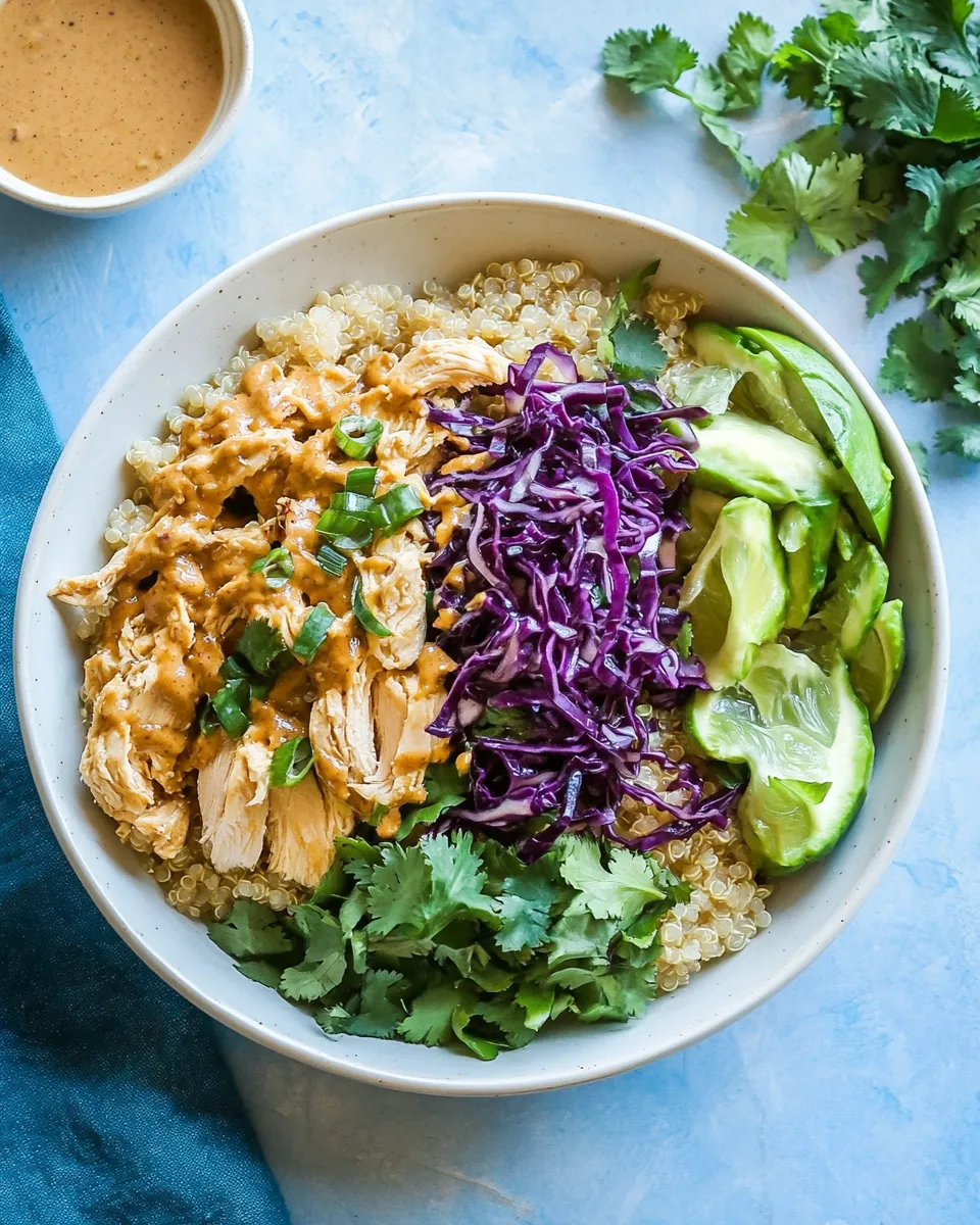 Delicious Slow-Cooker Thai Peanut Butter Chicken Quinoa Bowls plate image