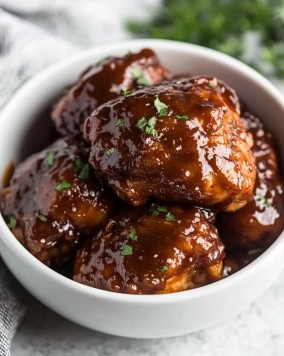 Delicious Slow Cooker BBQ Chicken Thighs plate image