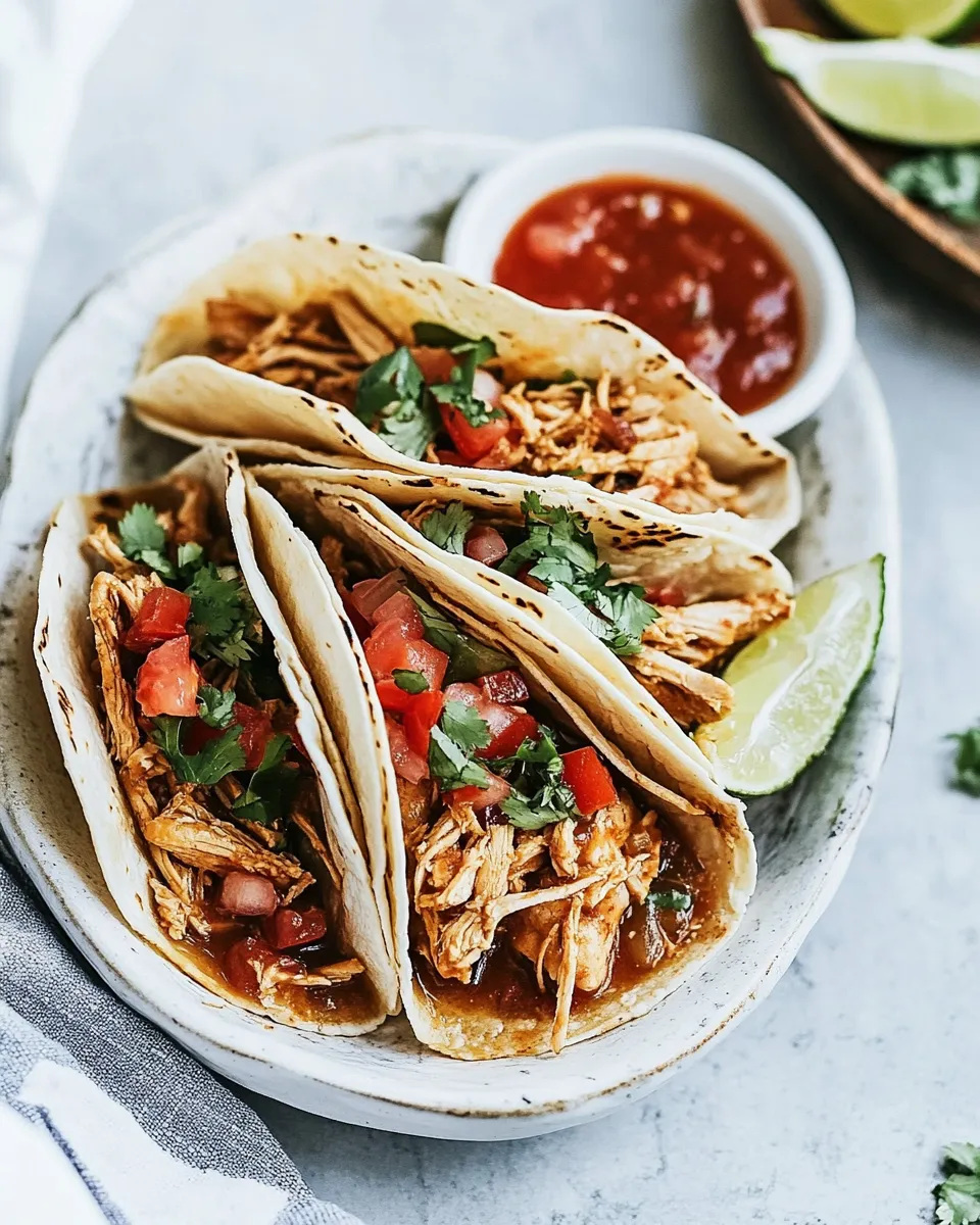 Easy Slow Cooker Chicken Tacos plate image