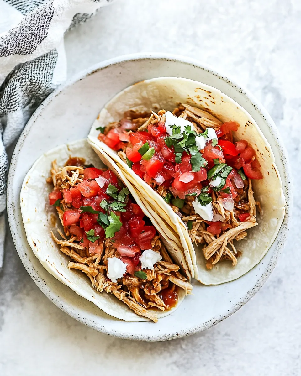 Delicious Slow Cooker Chicken Tacos food shot
