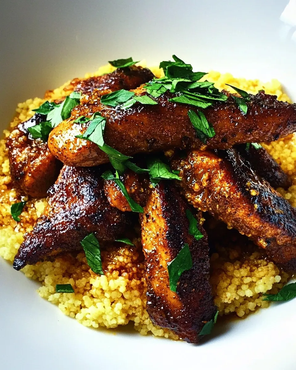 Delicious Soy and Honey Chicken with Couscous plate image