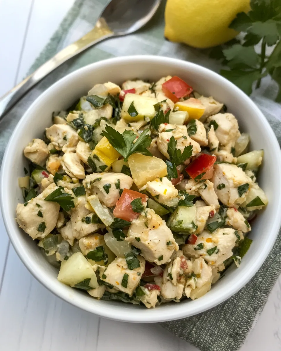 Homemade Spicy Chicken Salad with Ginger and Lemon photo
