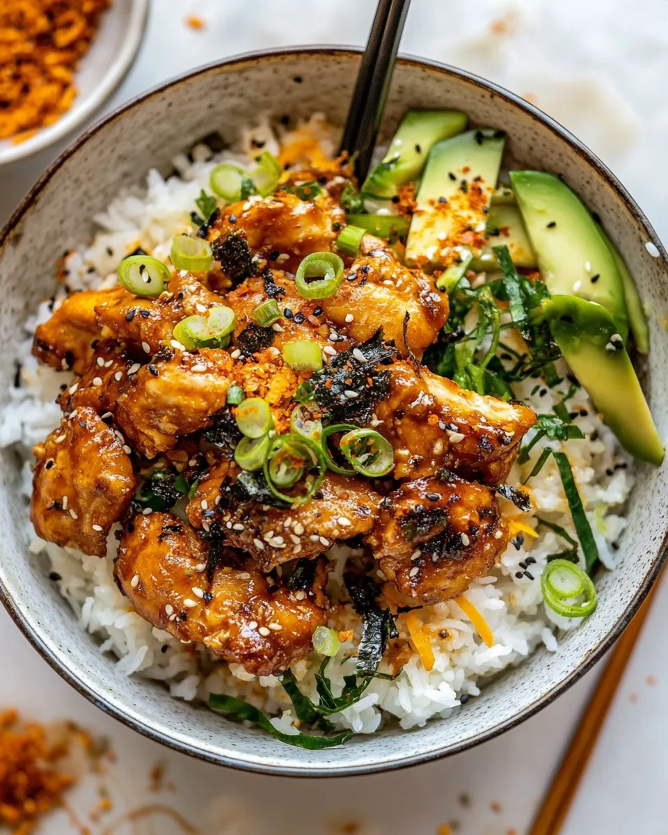 Easy Spicy Chicken Yum Yum Rice Bowls. recipe image