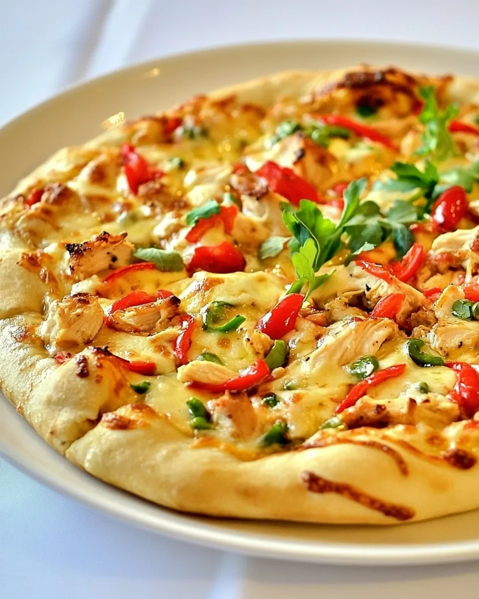 Delicious Spicy Chicken and Pepper Jack Pizza plate image