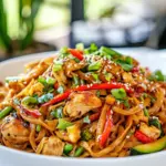 Homemade Spicy Thai Chicken and Veggie Noodles photo