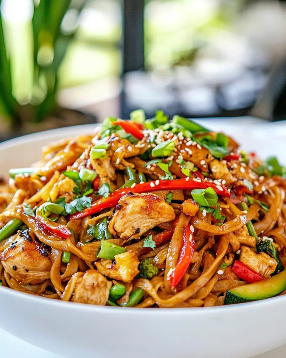 Homemade Spicy Thai Chicken and Veggie Noodles photo