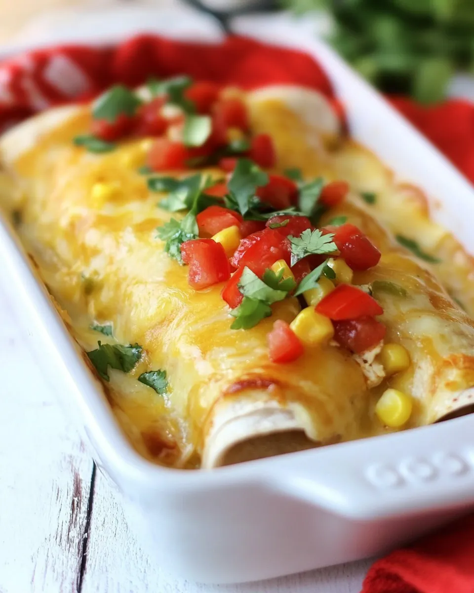Delicious Sweet Corn and Chicken Enchiladas plate image
