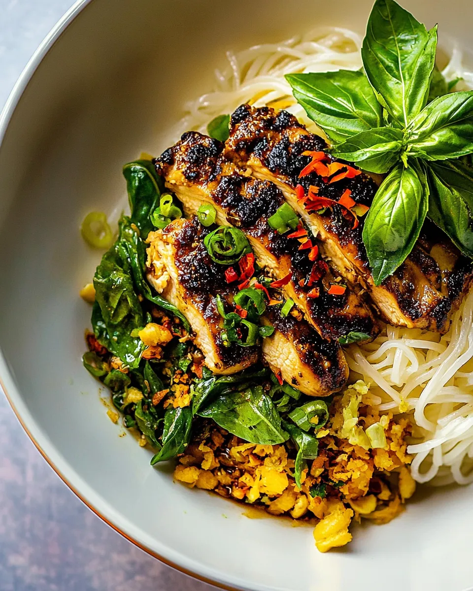 Classic Thai Basil Chicken and Garlic Butter Noodles. recipe image