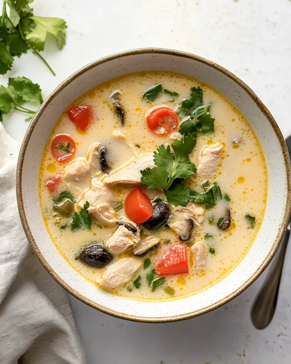 Delicious Thai Coconut Chicken Soup (Tom Kha Gai) dish photo