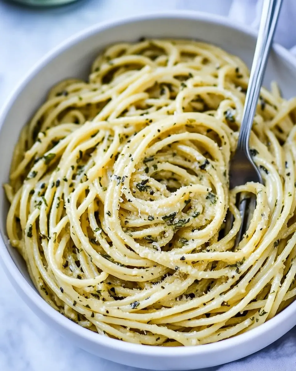 easy 10-Minute Creamy, Buttery Herbed Bucatini. picture
