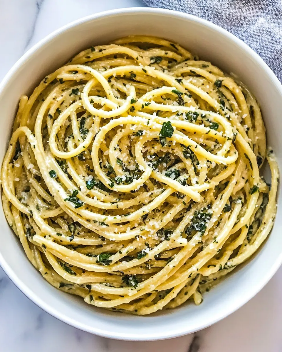 delicious 10-Minute Creamy, Buttery Herbed Bucatini. shot