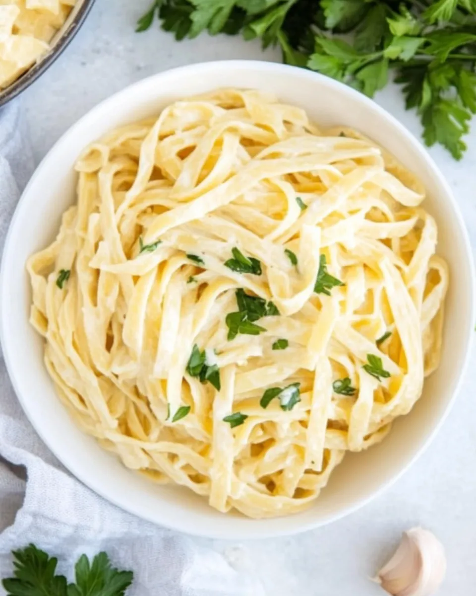 easy 15-Minute Fettuccine with Light Alfredo Sauce picture