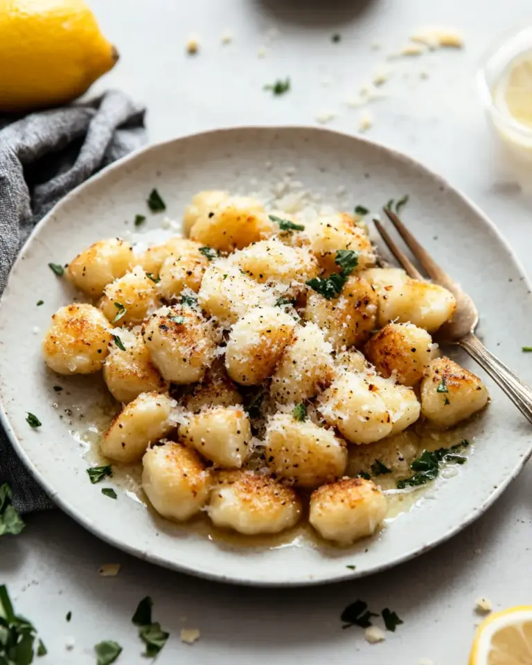 homemade 15 Minute Lemon Parmesan Cauliflower Gnocchi. photo
