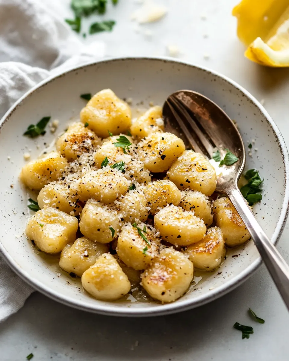 delicious 15 Minute Lemon Parmesan Cauliflower Gnocchi. shot