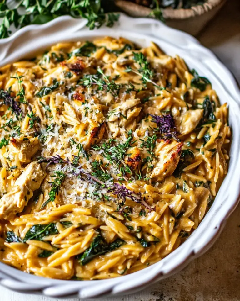 Homemade 25 Minute Spinach and Artichoke Chicken Orzo. recipe photo