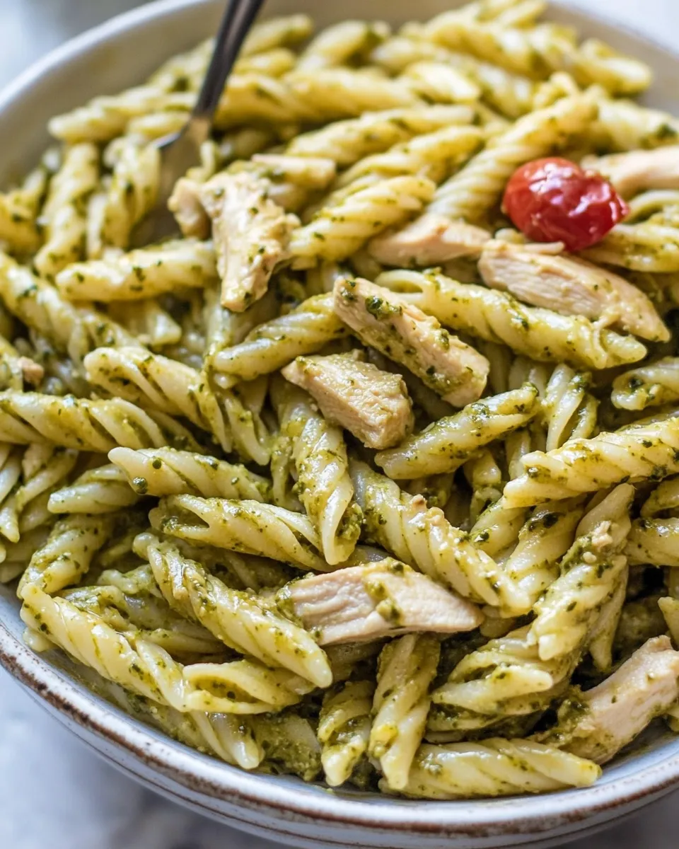 Classic 30-Minute Chicken Pesto Pasta food shot