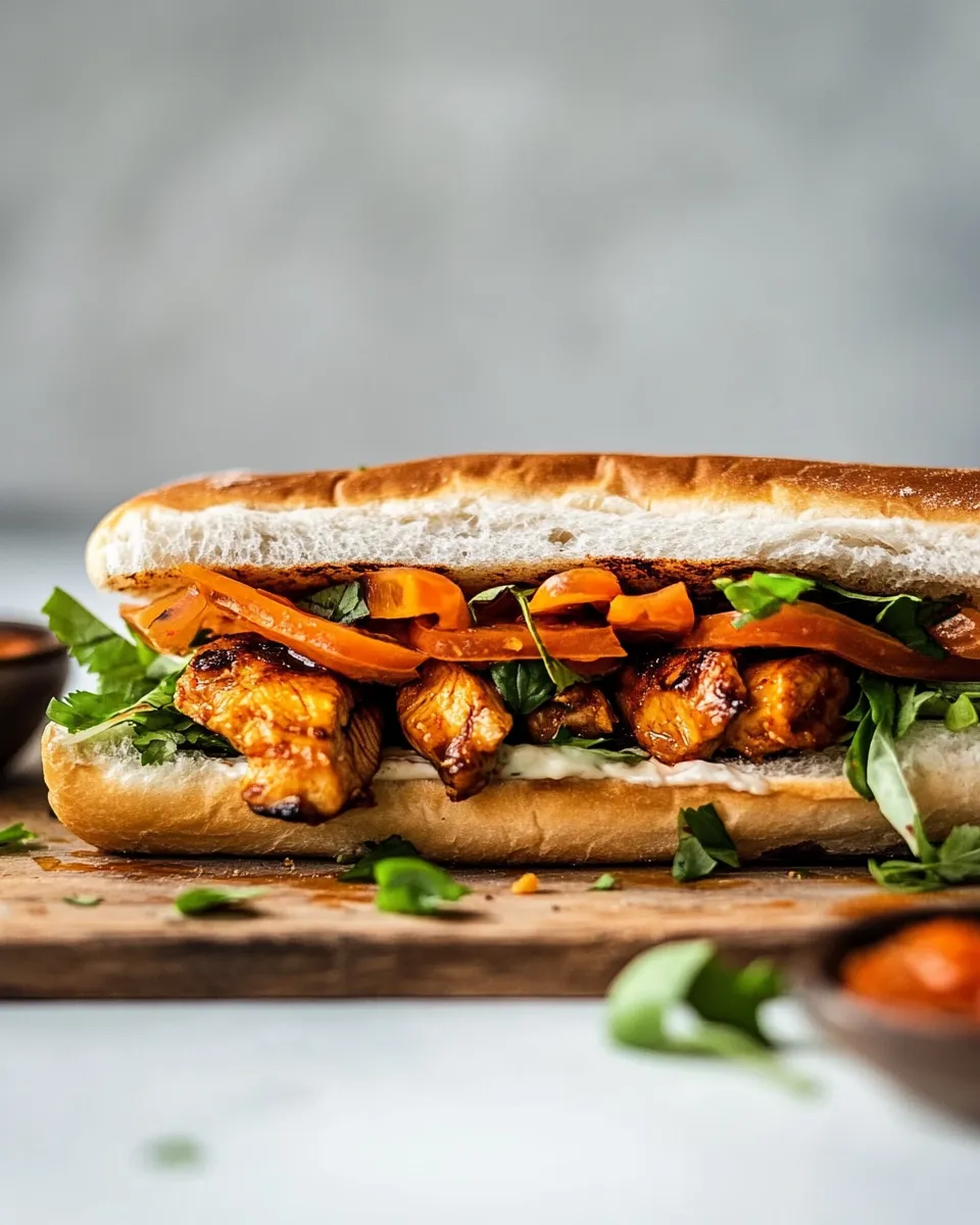 Classic 30 Minute Basil Chicken Banh Mi Sandwich. dish photo