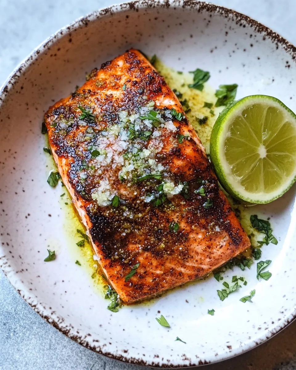 Easy 30 Minute Cajun Salmon with Salted Lime Butter. food shot
