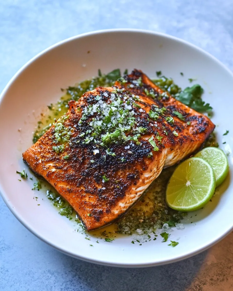 Delicious 30 Minute Cajun Salmon with Salted Lime Butter. plate image