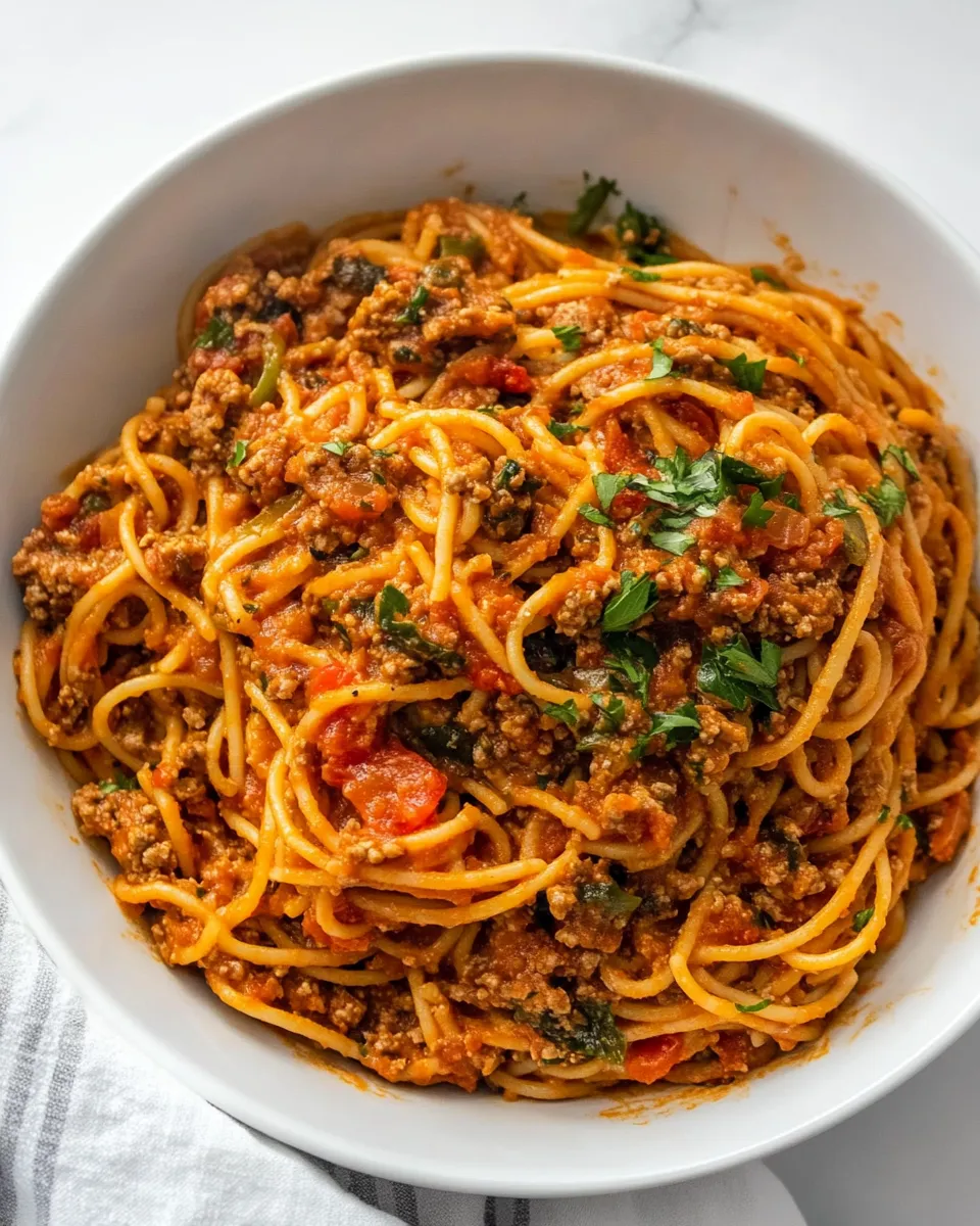Delicious 30 Minute Taco Spaghetti plate image
